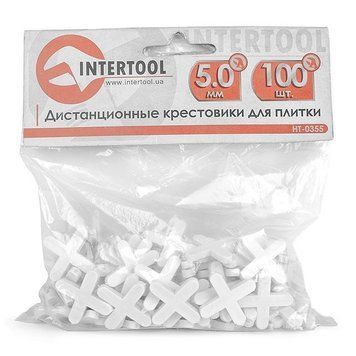 Набір дистанційних хрестиків для плитки 5.0 мм / 100 шт INTERTOOL HT-0355 HT-0355 фото