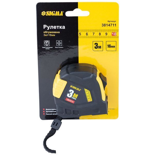 Рулетка обгумована 3м&times;16мм SIGMA (3814711) 3814711 фото