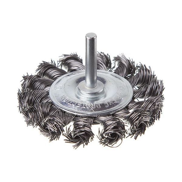 Щітка кільцева 75 мм для дриля, 1/4" (пучки крученого дроту) INTERTOOL BT-8075 BT-8075 фото