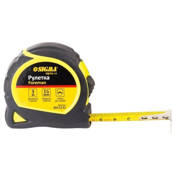 Рулетка Foreman 3м&times;16мм без ремінця SIGMA (3815131) 3815131 фото
