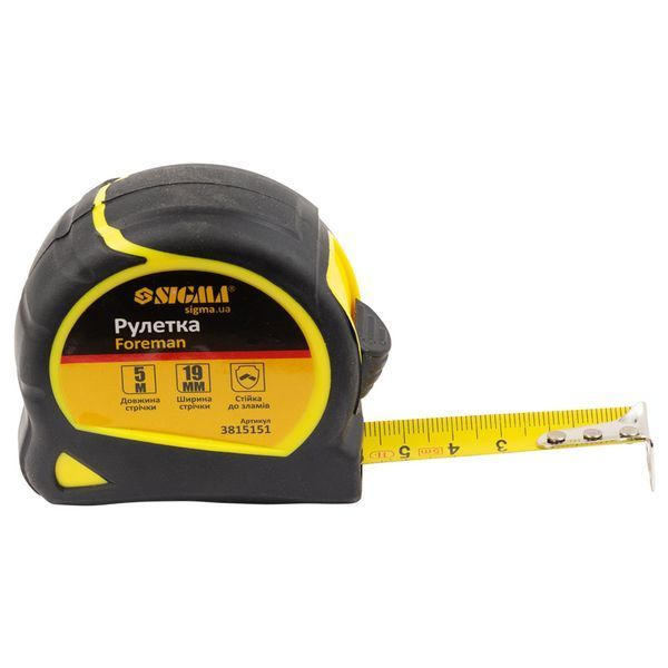 Рулетка Foreman 5м&times;19мм без ремінця SIGMA (3815151) 3815151 фото