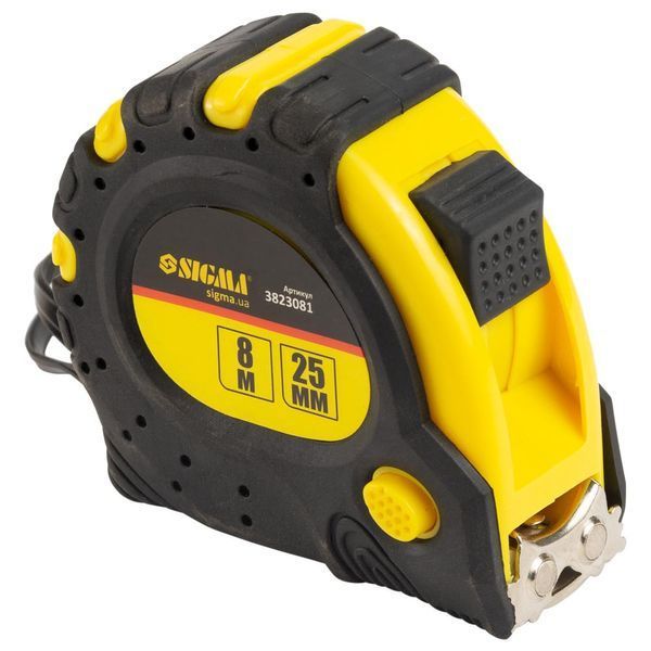 Рулетка магнітна фіксатор + гальмо 8м&times;25мм SIGMA (3823081) 3823081 фото