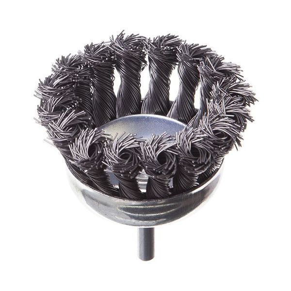 Щітка чашкова 75 мм для дриля, 1/4" (пучки крученого дроту) INTERTOOL BT-3075 BT-3075 фото