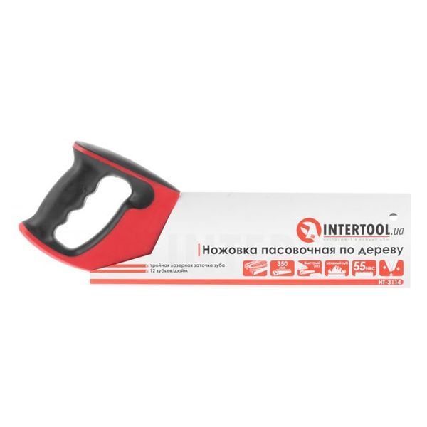 Ножівка пасова по деревині 350 мм, 12 зуб/дюйм INTERTOOL HT-3114 HT-3114 фото