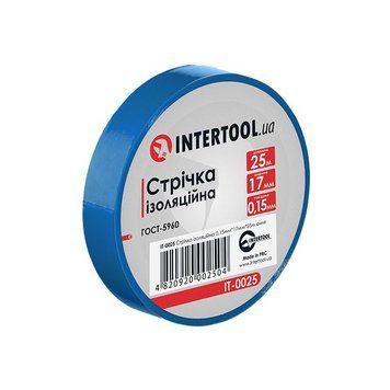 Стрічка ізоляційна, 17 мм * 25 м * 0,15 мм, синя INTERTOOL IT-0025 IT-0025 фото