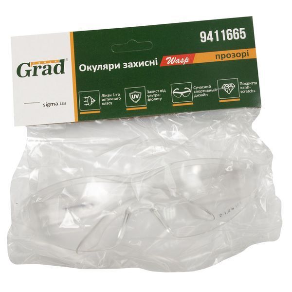 Окуляри захисні Wasp anti-scratch (прозорі) GRAD (9411665) 9411665 фото