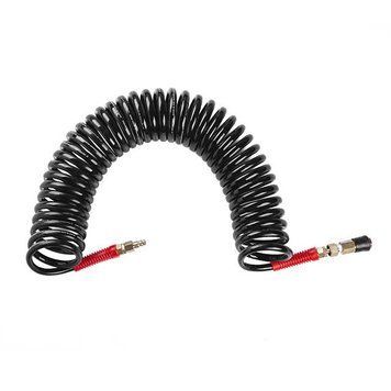 Шланг BLACK M-Flex 8*12 мм, 10 м спіральний поліуретановий з поворотним шарніром, латунними швидкороз'ємними з'єднаннями STORM INTERTOOL PT-1796 PT-1796 фото