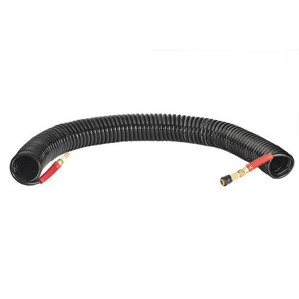 Шланг BLACK M-Flex 8*12 мм, 20 м спіральний поліуретановий з поворотним шарніром, латунними швидкороз'ємними з'єднаннями STORM INTERTOOL PT-1798 PT-1798 фото