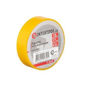 Стрічка ізоляційна, 17 мм * 10 м *&nbsp;0.15 мм, жовта INTERTOOL IT-0032 IT-0032 фото