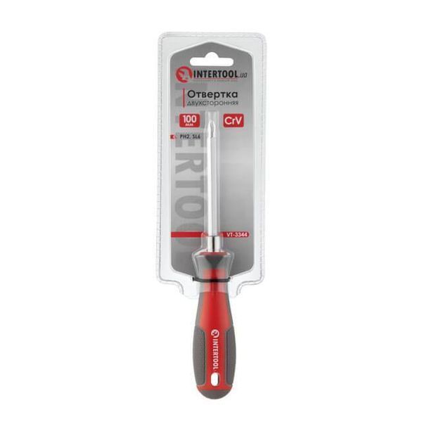 Викрутка двостороння 100 мм PH2, SL6 INTERTOOL VT-3344 VT-3344 фото