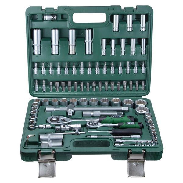 Набір насадок торцевих і біти 1/4", 1/2" 94шт (12 граней) GRAD (6004565) 6004565 фото
